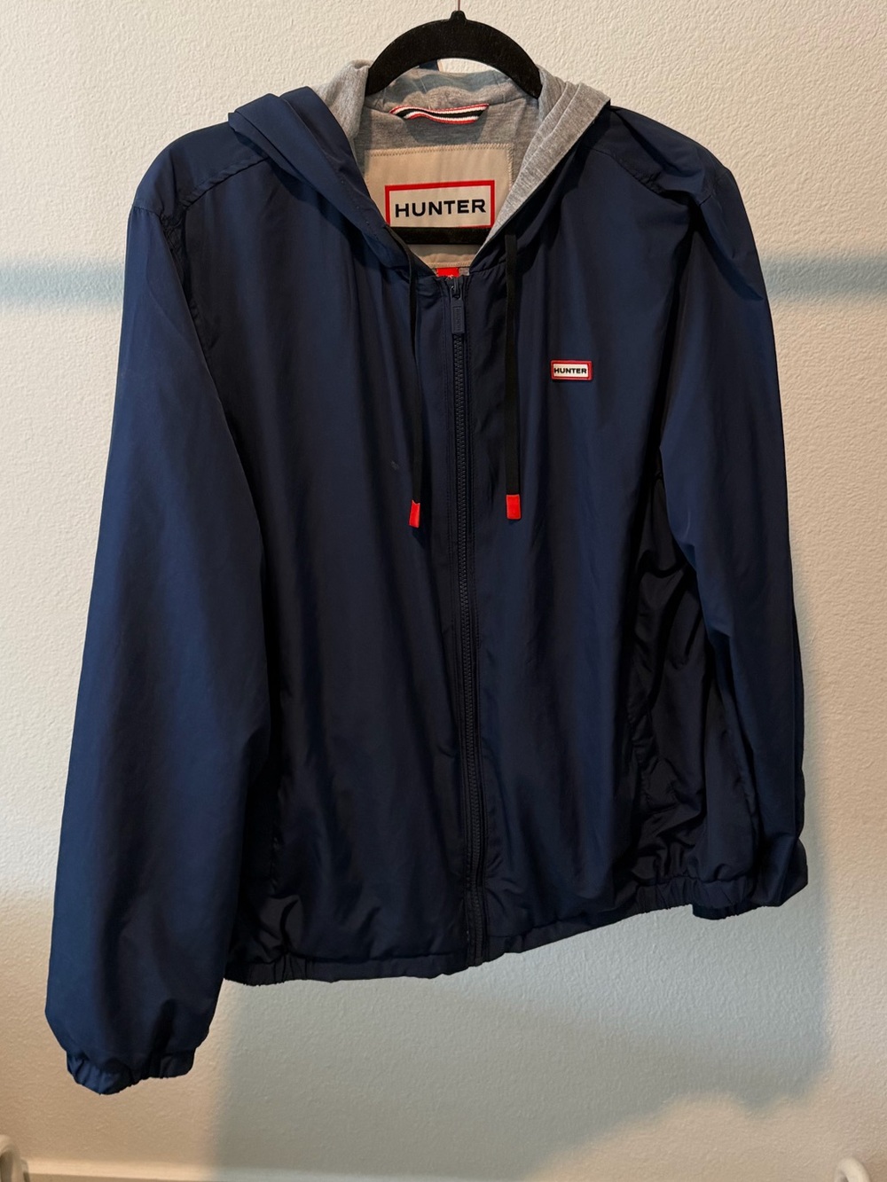 Hunter Navy Hooded Jacket with Red Accents